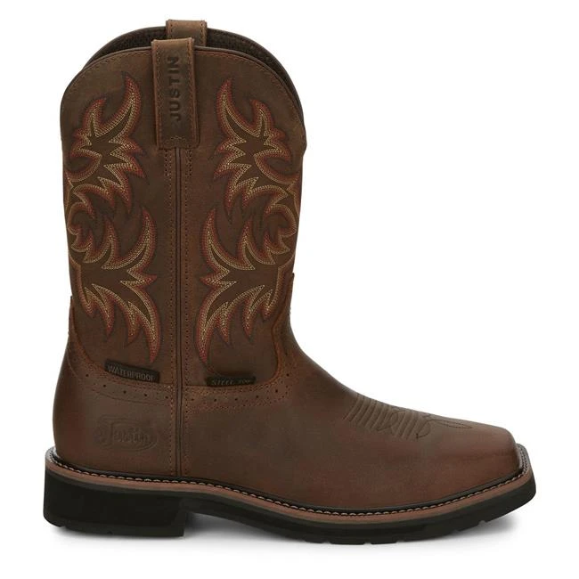Men's Justin Original Work Boots 11" Driller Square Toe Steel Toe Waterproof - Image 2