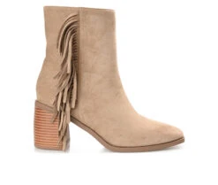Women's Journee Collection Noriah Block Heel Fringe Booties