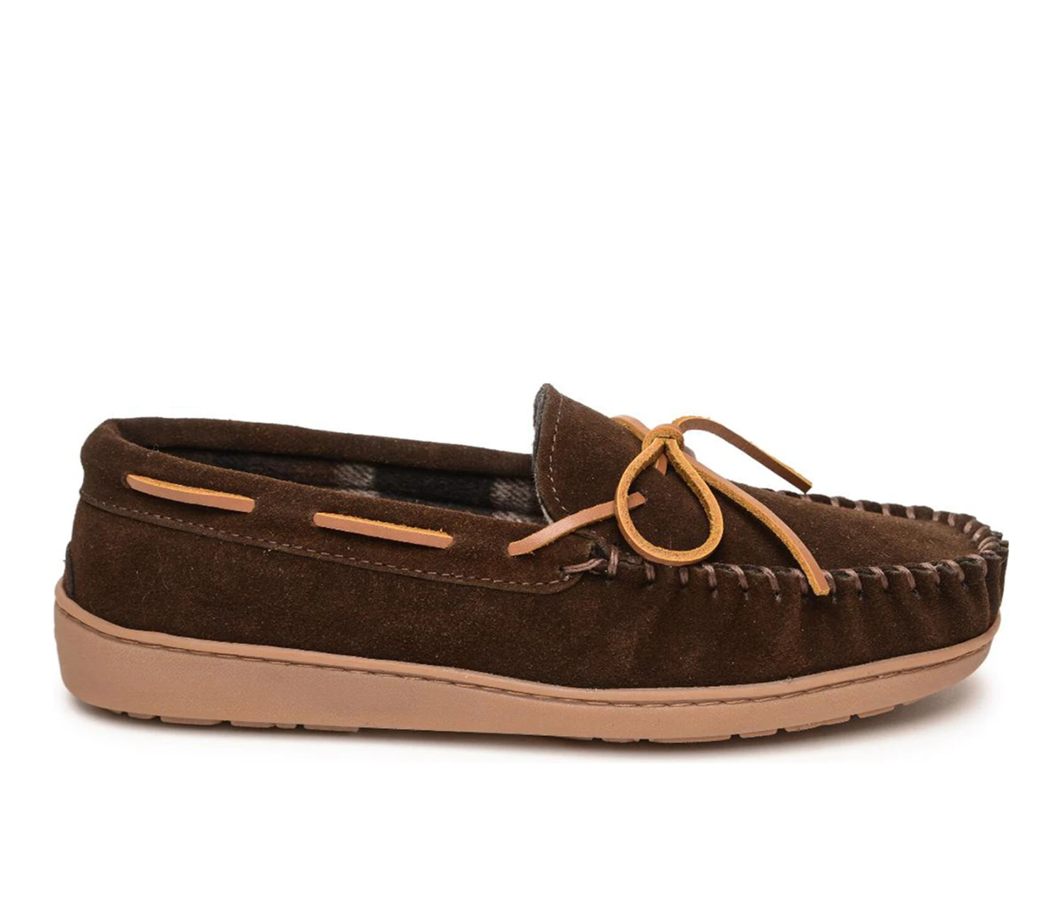 Men's Minnetonka Plaid Lined Hardsole Moccasins