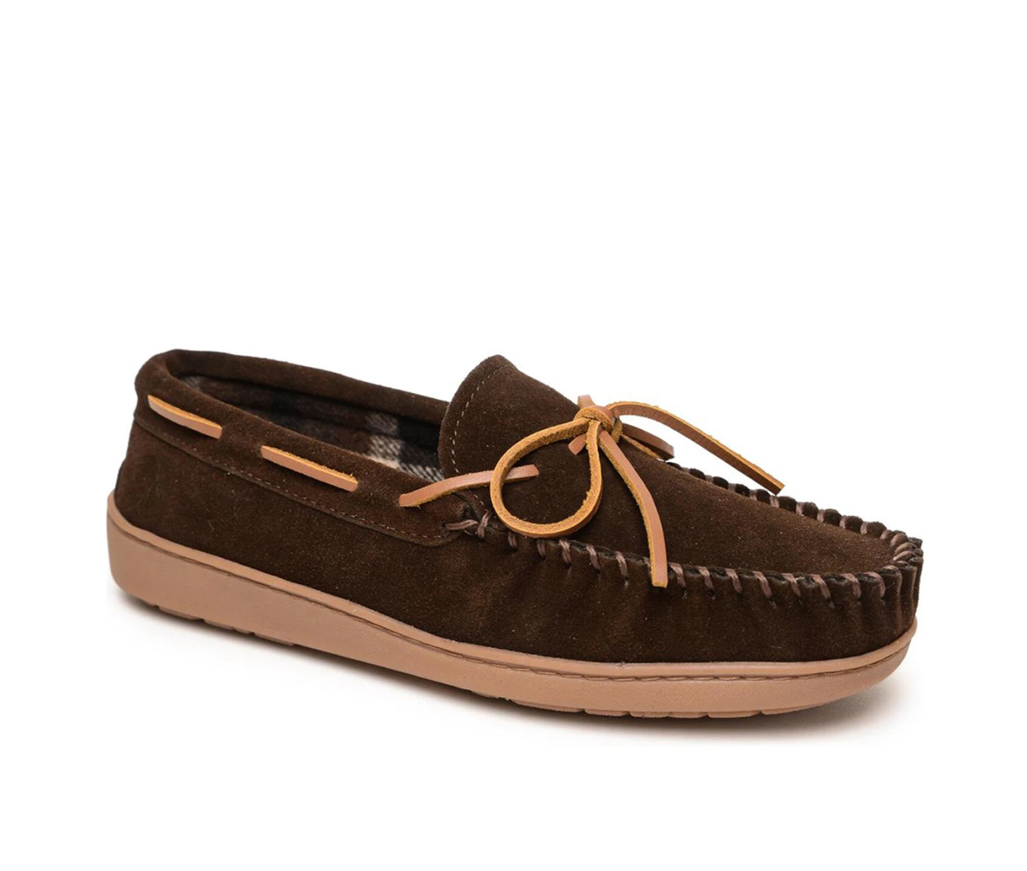 Men's Minnetonka Plaid Lined Hardsole Moccasins - Image 2