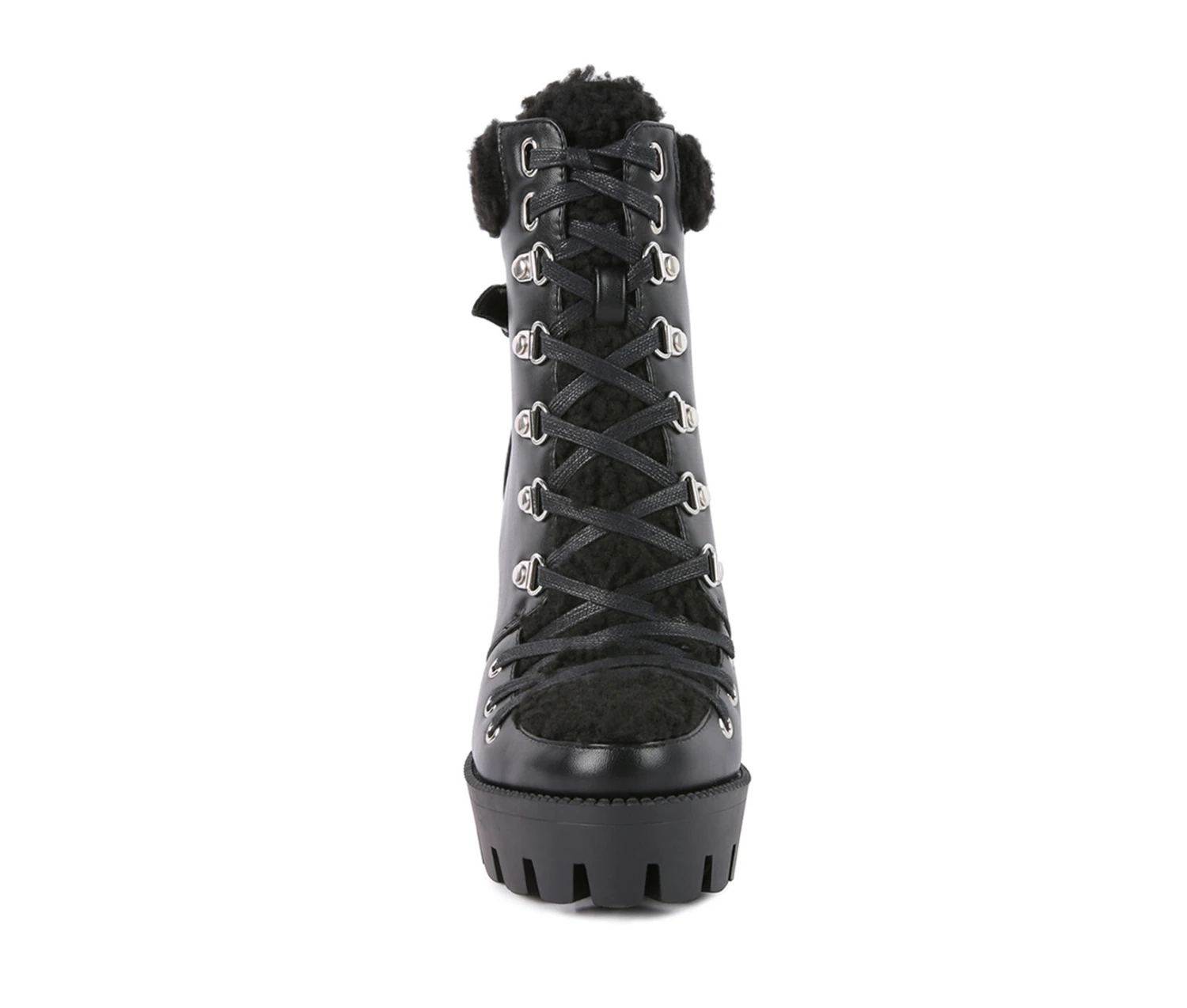Women's London Rag Pines Lace Up Heeled Platform Boots - Image 4