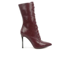 Women's London Rag Knocturn Mid Calf Lace Up Heeled Boots