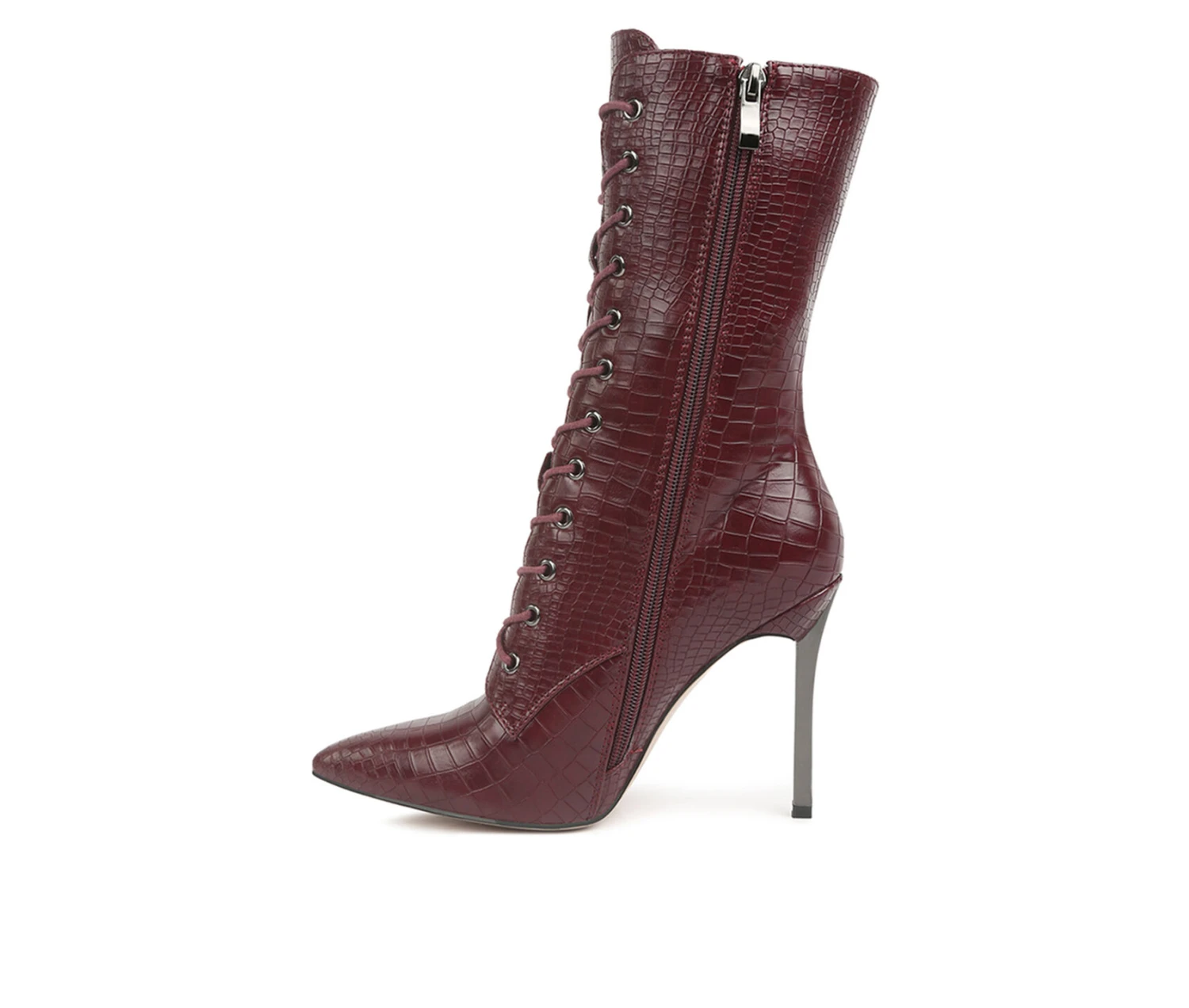 Women's London Rag Knocturn Mid Calf Lace Up Heeled Boots - Image 3