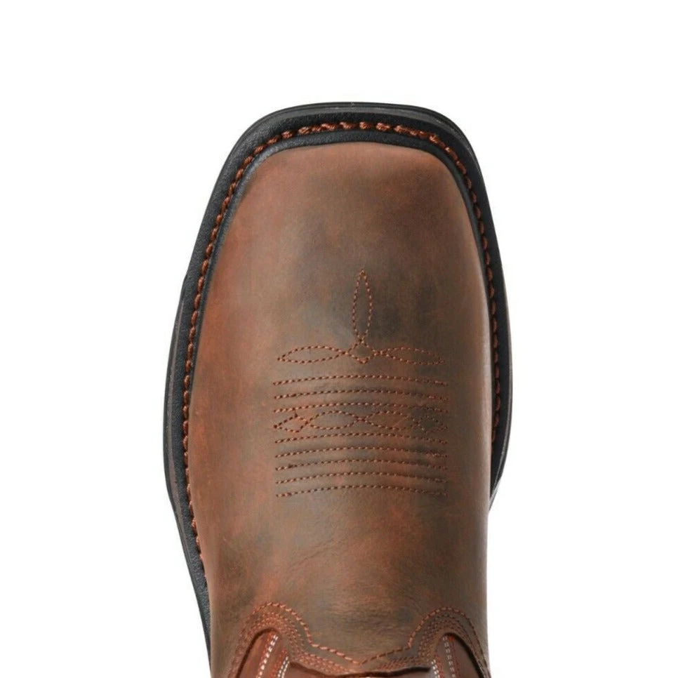 Ariat® Men's Big Rig H2O Distressed Brown Work Boots 10033991 - Image 3