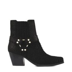 Jeffrey Campbell PARTNER BLACK MATTE SNAKE BOOTS
