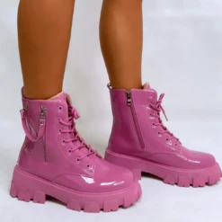 PINK PATENT BOOTS