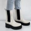 WHITE LEATHER LONG BOOTS