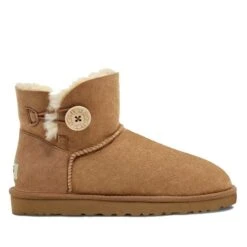 UGG MINI BAILEY BUTTON II CHESTNUT BOOTS