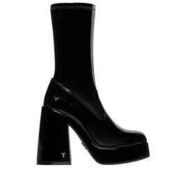 WINDSOR SMITH HIDDEN PATENT BLACK BOOTS