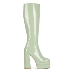JEFFREY CAMPBELL KICKIN IT DOUBLE STACKED PLATFORM BOOTS MINT